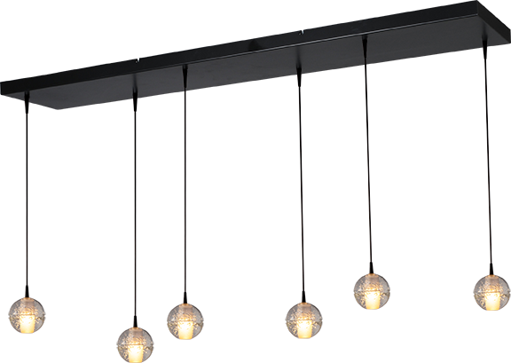 Bubbles HL BUBBLES 6-LIGHT, GLASS Ø10CM, BEAM BLACK 130X25CM