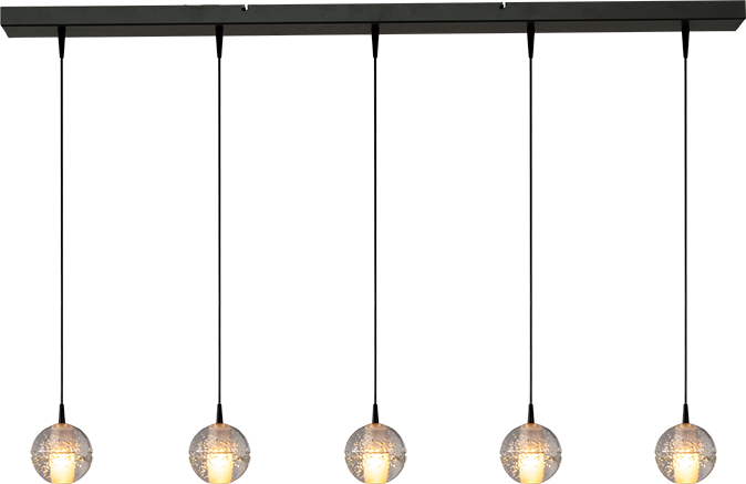 Bubbles HL BUBBLES 5-LIGHT, GLASS Ø10CM, BEAM BLACK 130X8CM