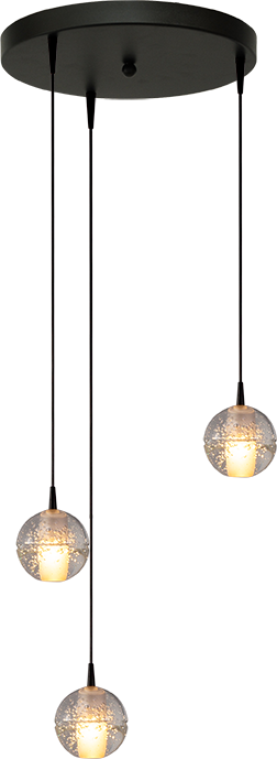 Bubbles HL BUBBLES 3-LIGHT, GLASS Ø10CM, BASE BLACK Ø35CM