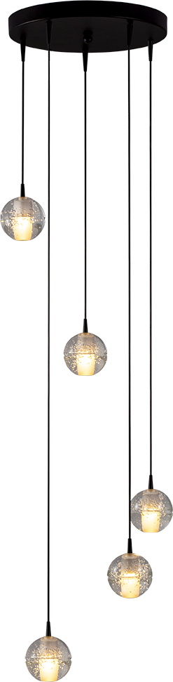 Bubbles HL BUBBLES 5-LIGHT, GLASS Ø10CM, BASE BLACK Ø35CM