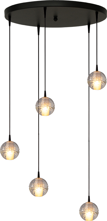 Bubbles HL BUBBLES 5-LIGHT, GLASS Ø10CM, BASE BLACK Ø50CM