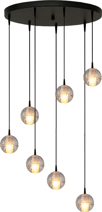 Bubbles HL BUBBLES 7-LIGHT, GLASS Ø10CM, BASE BLACK Ø50CM