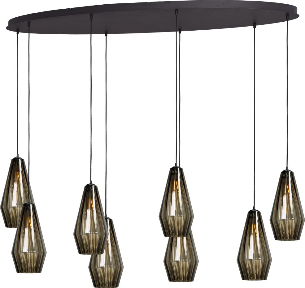 Diamond HL DIAMOND 8LTS MATT BLACK BASE OVAL 160X60CM