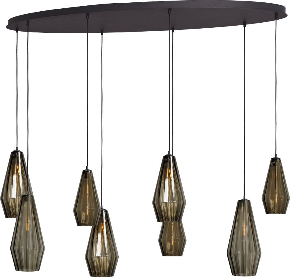 Diamond HL DIAMOND 8LTS MATT BLACK BASE OVAL 160X60CM