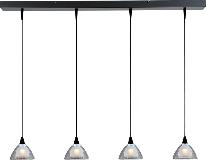 Caterina HL CATERINA 4-LIGHT BLACK , GLASS Ø12,5CM, BEAM BLACK 100X8CM