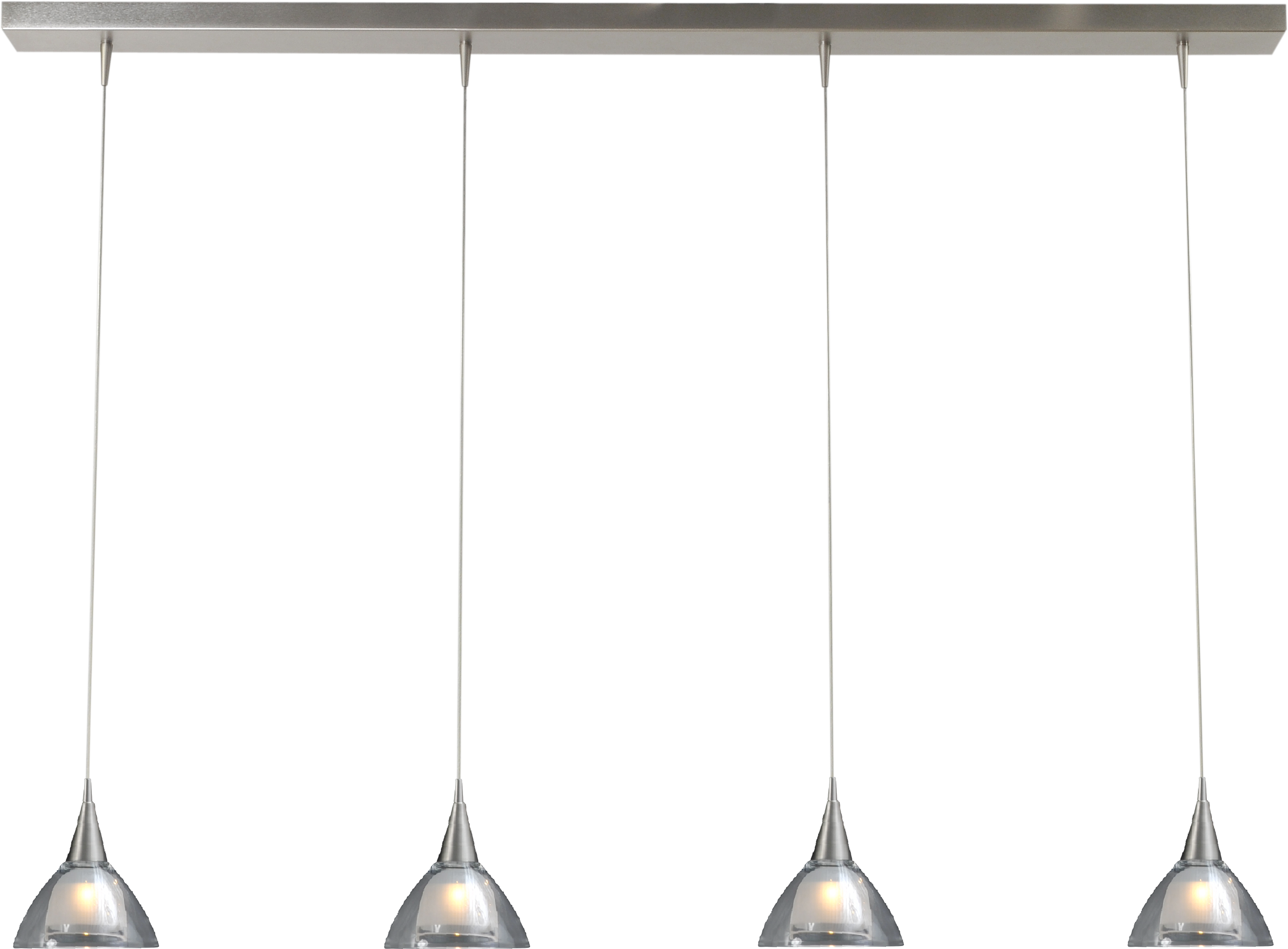 Caterina HL CATERINA 4-LIGHT MATT NICKEL, GLASS Ø12,5CM, BEAM MATT NICKEL 100X8CM