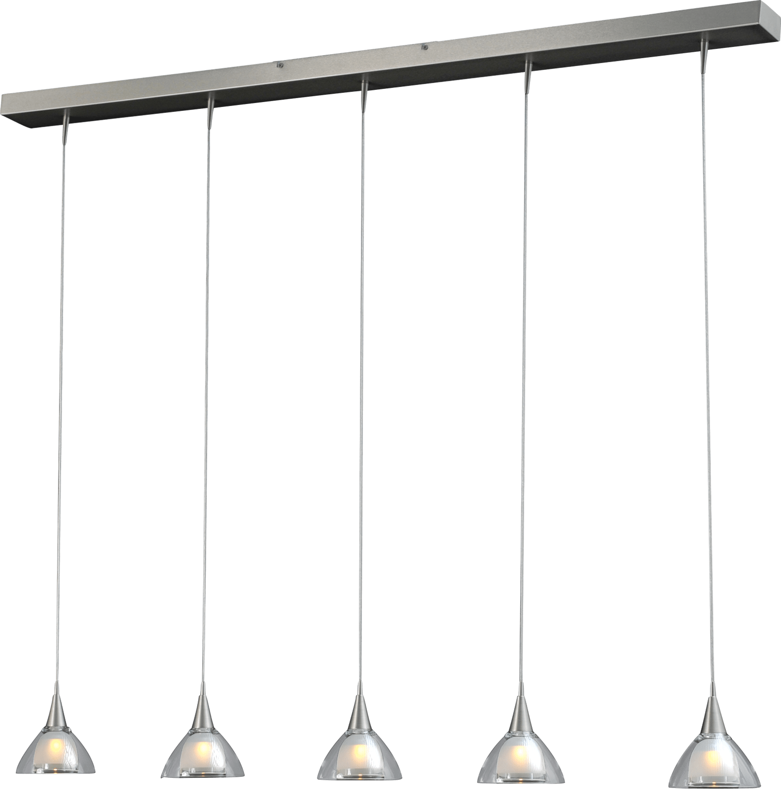 Caterina HL CATERINA 5-LIGHT MATT NICKEL, GLASS Ø12,5CM, BEAM MATT NICKEL 130X8CM