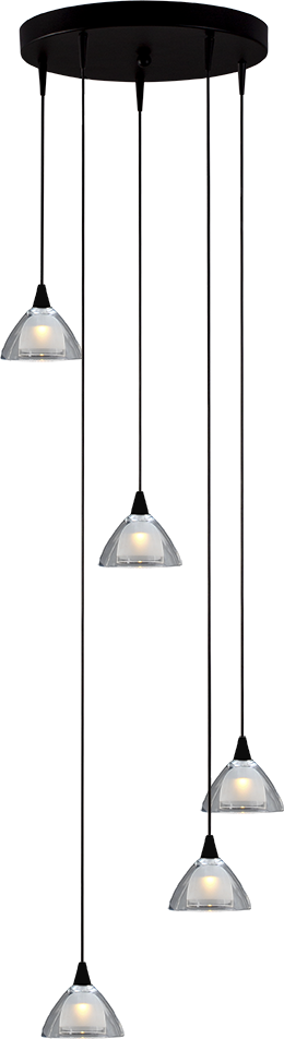 Caterina HL CATERINA 5-LIGHT BLACK, GLASS Ø12,5CM, BASE BLACK Ø35CM