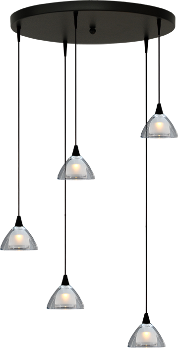 Caterina HL CATERINA 5-LIGHT BLACK, GLASS Ø12,5CM, BASE BLACK Ø50CM