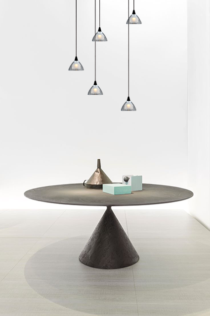 Caterina HL CATERINA 5-LIGHT BLACK, GLASS Ø12,5CM, BASE BLACK Ø50CM