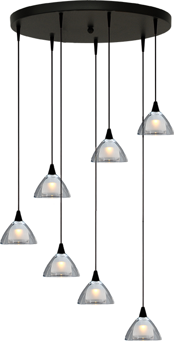 Caterina HL CATERINA 7-LIGHT BLACK, GLASS Ø12,5CM, BASE BLACK Ø50CM