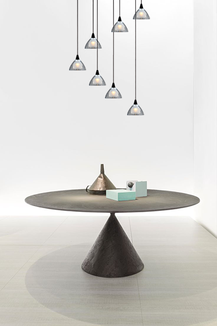 Caterina HL CATERINA 7-LIGHT BLACK, GLASS Ø12,5CM, BASE BLACK Ø50CM