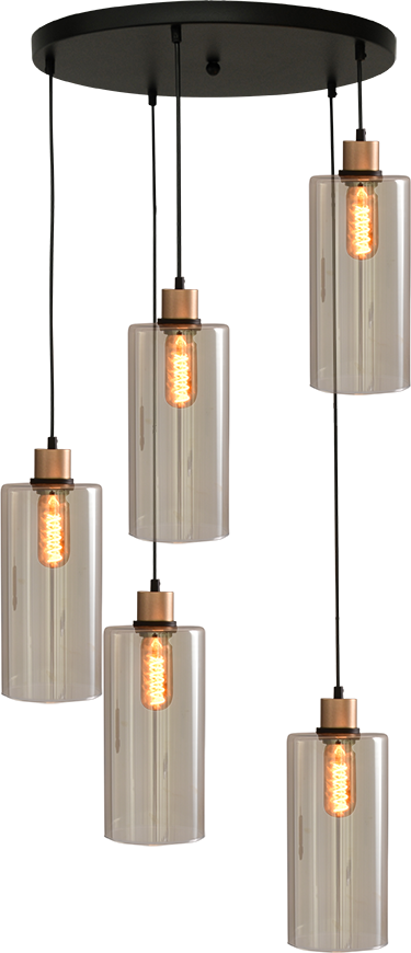 Ortona HL ORTONA 5-LIGHT MATT BLACK/MATT GOLD BASE Ø50CM