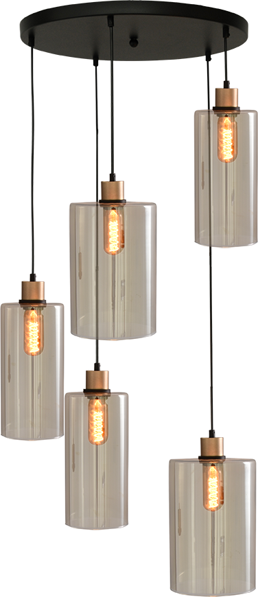 Ortona HL ORTONA 5-LIGHT MATT BLACK/MATT GOLD BASE Ø50CM