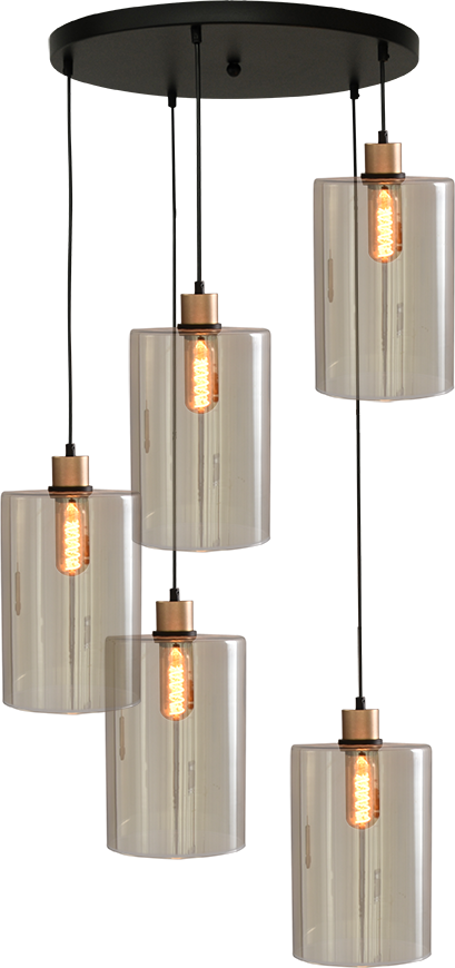 Ortona HL ORTONA 5-LIGHT MATT BLACK/MATT GOLD BASE Ø50CM