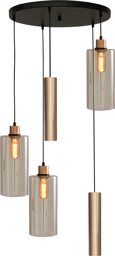 Ortona HL ORTONA 5-LIGHT MATT BLACK/MATT GOLD BASE Ø50CM