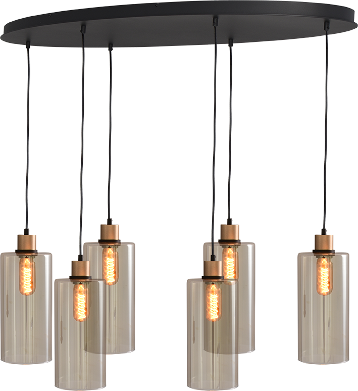 Ortona HL ORTONA 6-LIGHT MATT BLACK/MATT GOLD OVAL 130X50CM