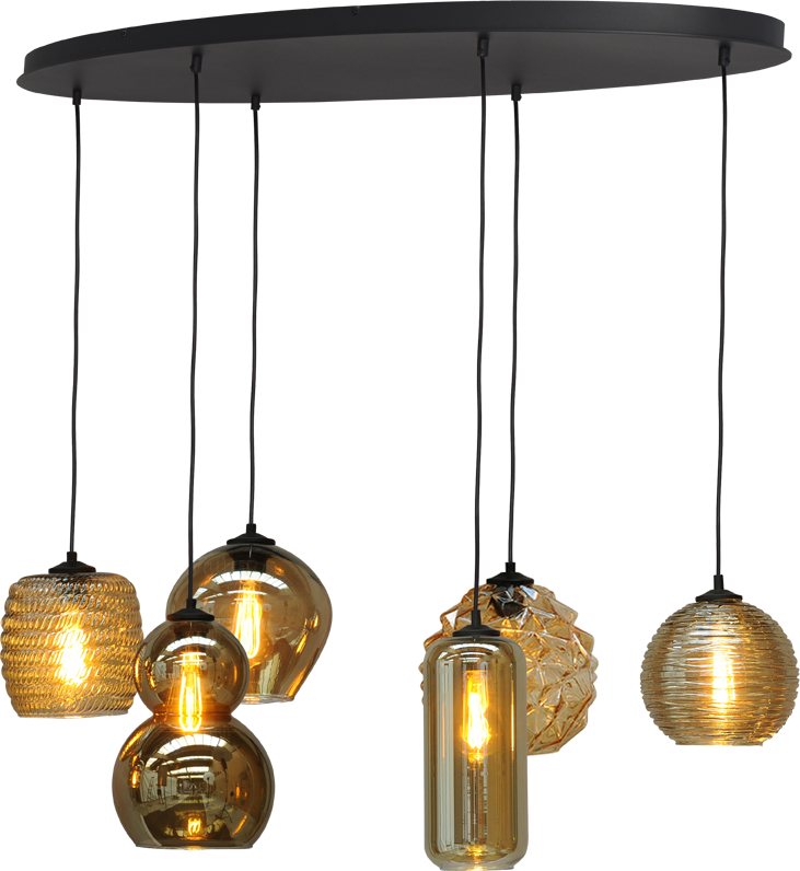 Quinto HL QUINTO 6LIGHT MATT BLACK OVAL 130X50CM