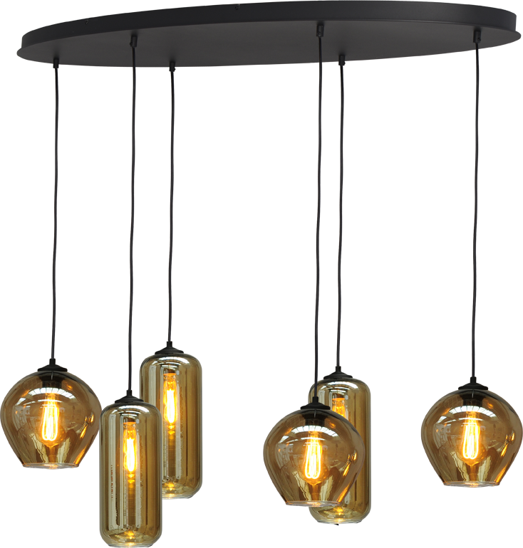 Quinto HL QUINTO 6LIGHT MATT BLACK OVAL 130X50CM