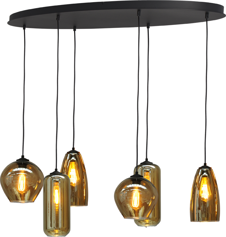 Quinto HL QUINTO 6LIGHT MATT BLACK OVAL 130X50CM