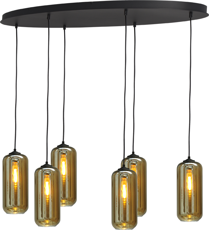 Quinto HL QUINTO 6LIGHT MATT BLACK OVAL 130X50CM