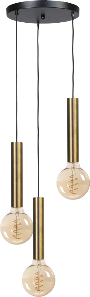 Tomasso HL TOMASSO 3-LIGHT ANTIQUE BRASS, BASE BLACK Ø35CM
