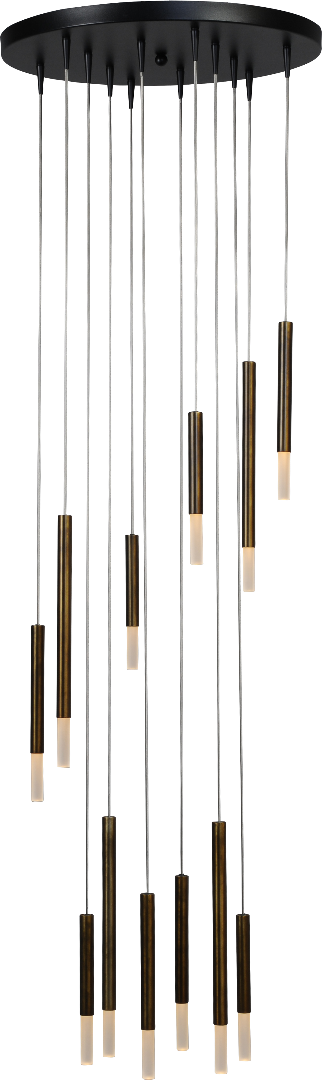 Flute HL FLUTE 12-LIGHT ANTIQUE BRASS BASE BLACK Ø50CM DTW