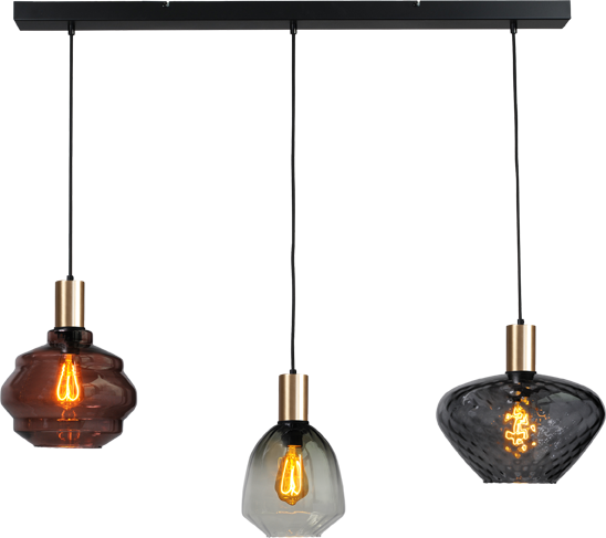 Porto HL PORTO 3LTS MATT BLACK/MATT GOLD BEAM 100X8CM