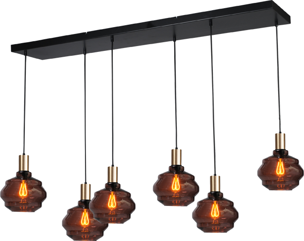 Porto HL PORTO 6LTS MATT BLACK/MATT GOLD BEAM 130X25CM