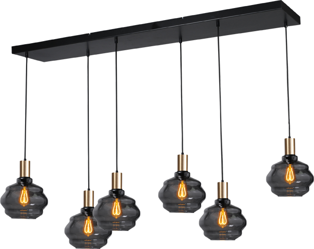 Porto HL PORTO 6LTS MATT BLACK/MATT GOLD BEAM 130X25CM