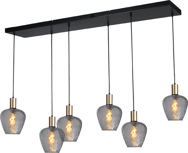 Porto HL PORTO 6LTS MATT BLACK/MATT GOLD BEAM 130X25CM