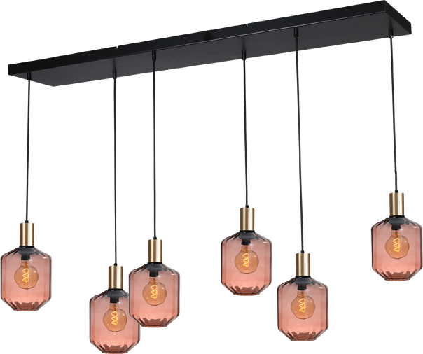 Porto HL PORTO 6LTS MATT BLACK/MATT GOLD BEAM 130X25CM
