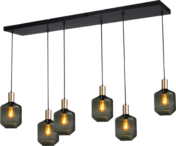Porto HL PORTO 6LTS MATT BLACK/MATT GOLD BEAM 130X25CM