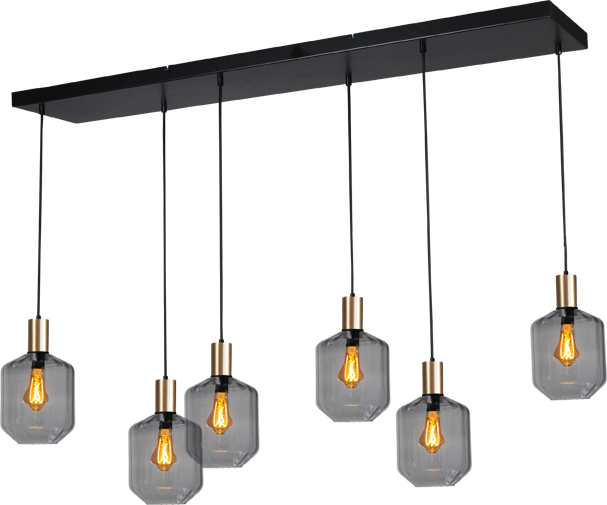 Porto HL PORTO 6LTS MATT BLACK/MATT GOLD BEAM 130X25CM