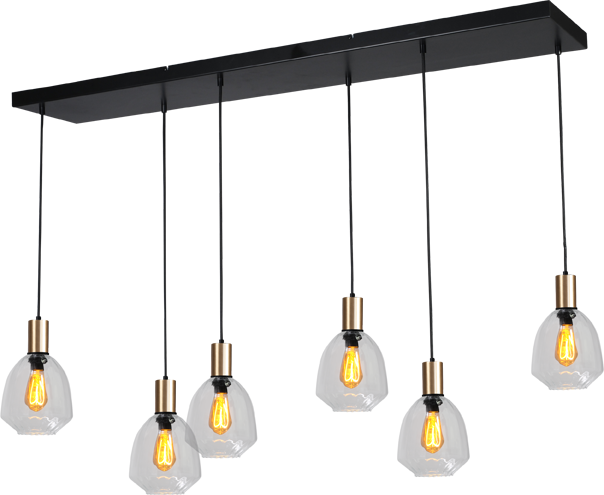 Porto HL PORTO 6LTS MATT BLACK/MATT GOLD BEAM 130X25CM