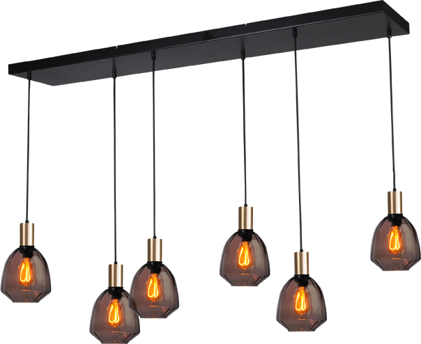 Porto HL PORTO 6LTS MATT BLACK/MATT GOLD BEAM 130X25CM