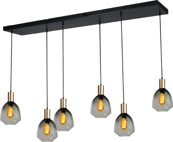 Porto HL PORTO 6LTS MATT BLACK/MATT GOLD BEAM 130X25CM