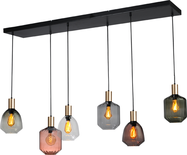 Porto HL PORTO 6LTS MATT BLACK/MATT GOLD BEAM 130X25CM