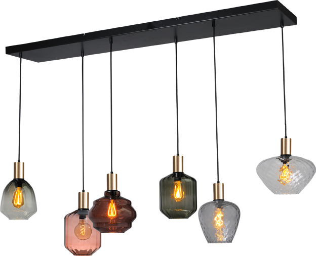 Porto HL PORTO 6LTS MATT BLACK/MATT GOLD BEAM 130X25CM