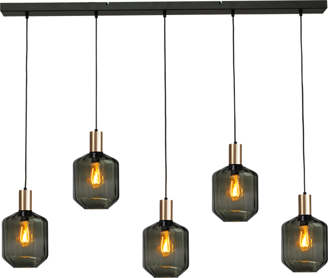 Porto HL PORTO 5LTS MATT BLACK/MATT GOLD BEAM 130X8CM