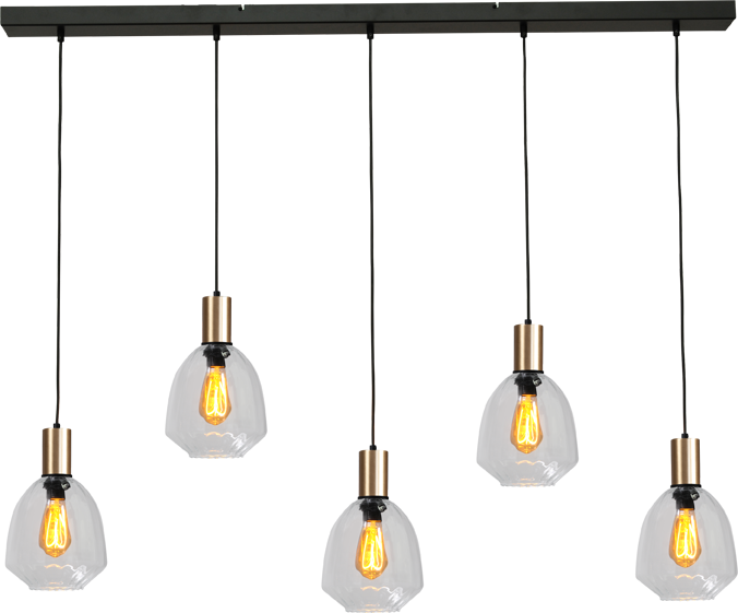 Porto HL PORTO 5LTS MATT BLACK/MATT GOLD BEAM 130X8CM