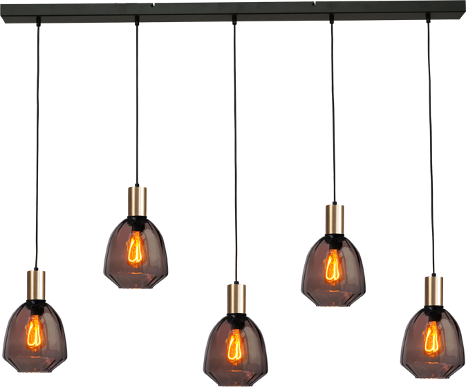 Porto HL PORTO 5LTS MATT BLACK/MATT GOLD BEAM 130X8CM
