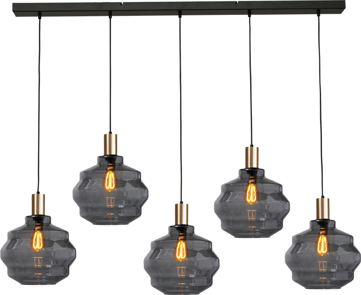 Porto HL PORTO 5LTS MATT BLACK/MATT GOLD BEAM 130X8CM