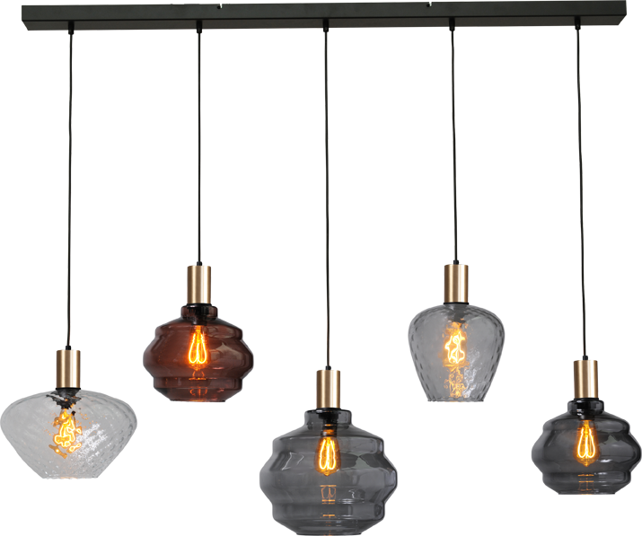 Porto HL PORTO 5LTS MATT BLACK/MATT BLACK BEAM 130X8CM