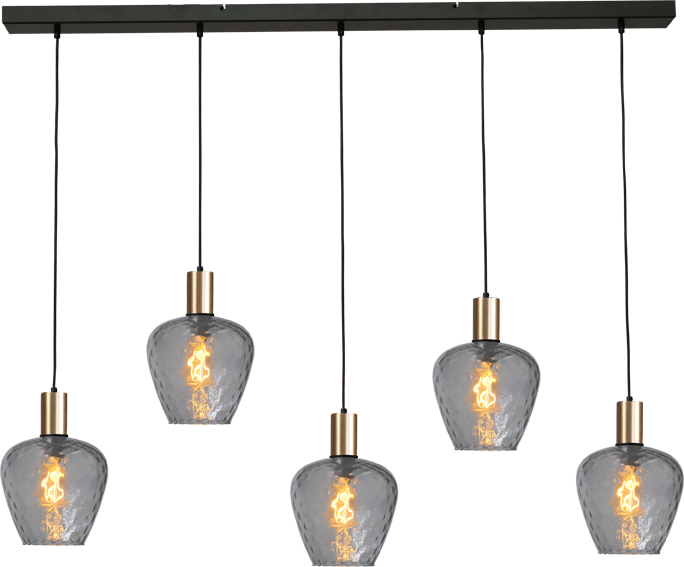 Porto HL PORTO 5LTS MATT BLACK/MATT GOLD BEAM 130X8CM