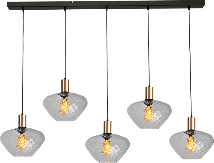 Porto HL PORTO 5LTS MATT BLACK/MATT GOLD BEAM 130X8CM