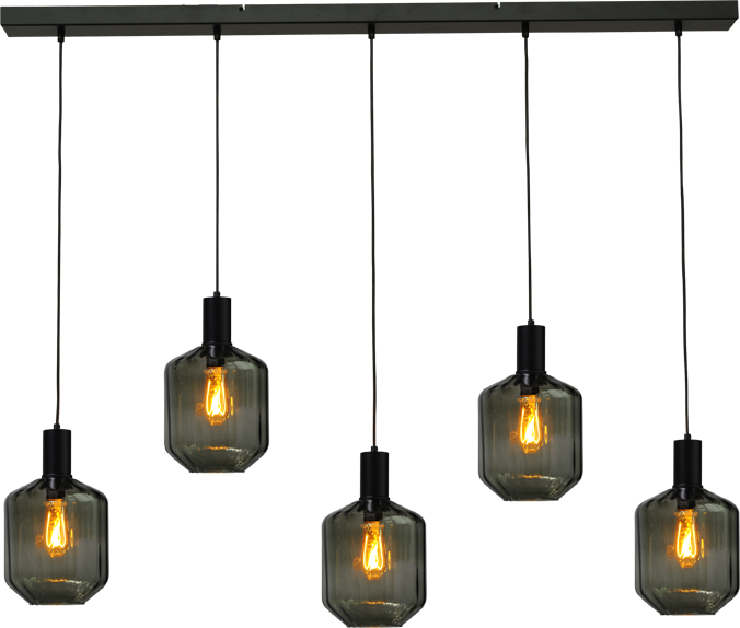 Porto HL PORTO 5LTS MATT BLACK/MATT BLACK BEAM 130X8CM