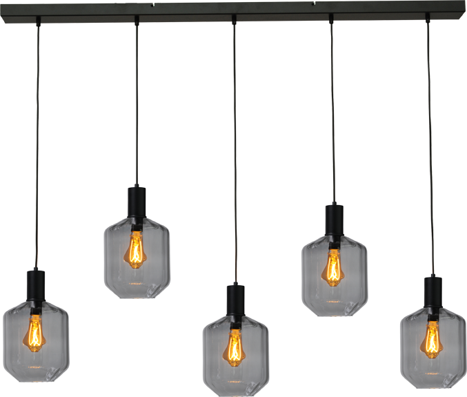 Porto HL PORTO 5LTS MATT BLACK/MATT BLACK BEAM 130X8CM