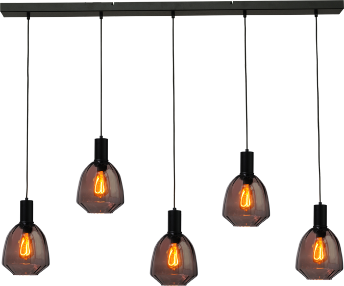 Porto HL PORTO 5LTS MATT BLACK/MATT BLACK BEAM 130X8CM