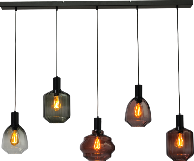 Porto HL PORTO 5LTS MATT BLACK/MATT BLACK BEAM 130X8CM